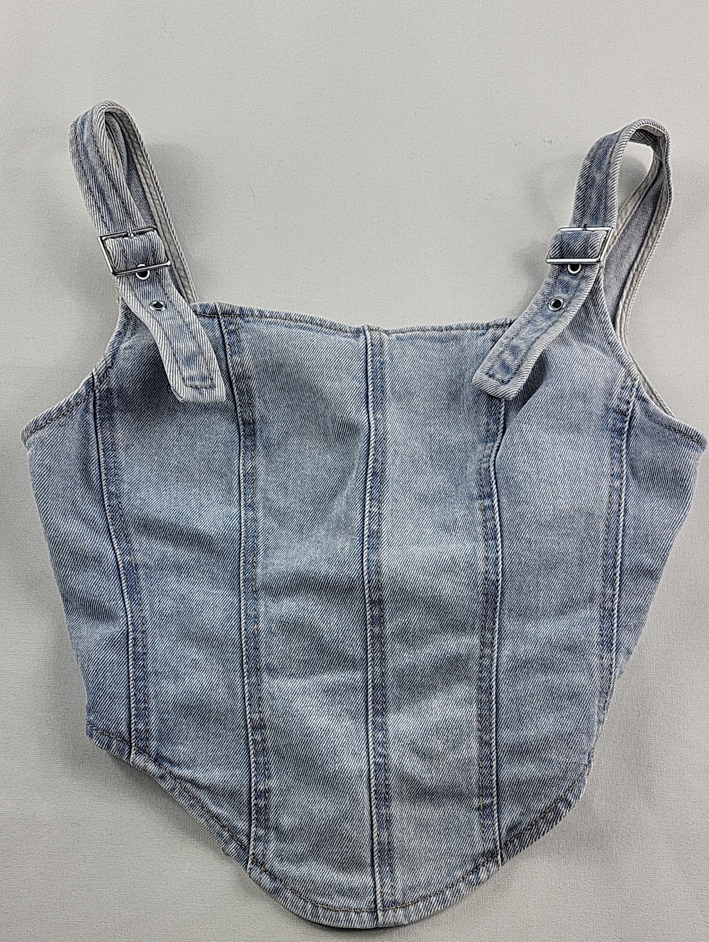 Wild Fable Light Wash Denim Corset Bustier Top
